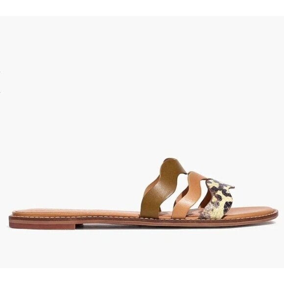 Madewell The Wave Slide Leather Sandal Snakeskin Womens Shoes Size 8.5 Pre-Owned - Picture 3 of 13